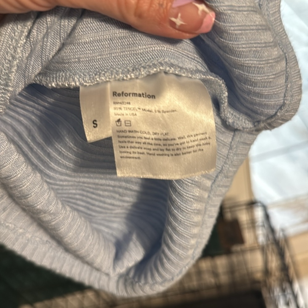 Reformation Light Blue Ribbed Button-Down Top - Picture 2 of 2